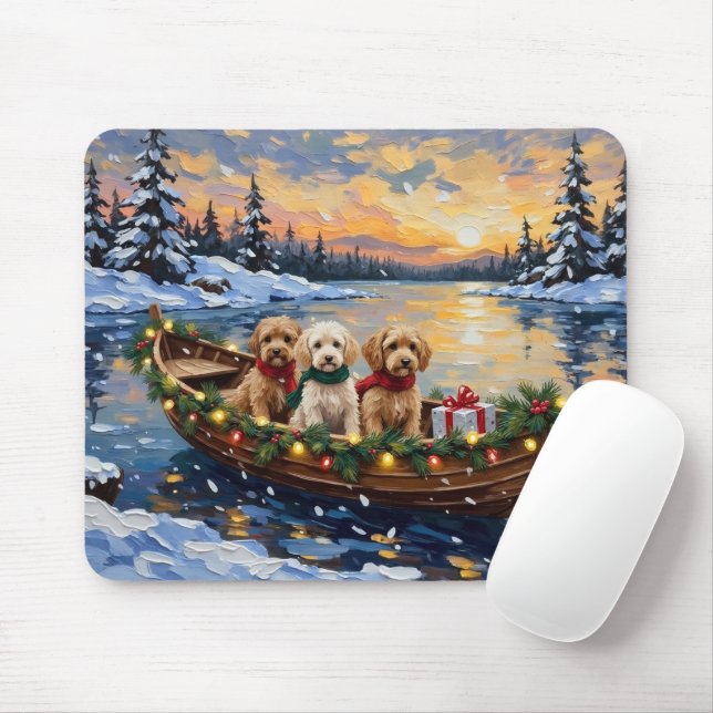 Cockapoo Weihnachtsboot-Feiertag Mousepad (Mit Mouse)