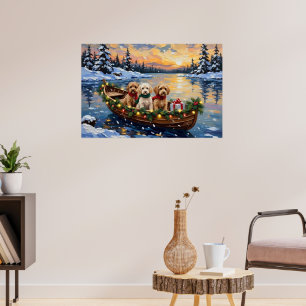 Cockapoo-Weihnachtsboot-Feiertag Poster