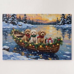 Cockapoo-Weihnachtsboot-Feiertag Puzzle