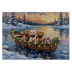 Cockapoo Weihnachtsboot-Feiertag Schneidebrett