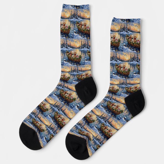 Cockapoo-Weihnachtsboot-Feiertag Socken (Linkes Detail)
