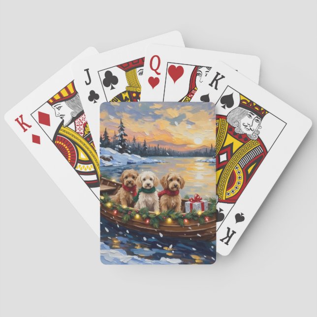 Cockapoo Weihnachtsboot-Feiertag Spielkarten (Rückseite)