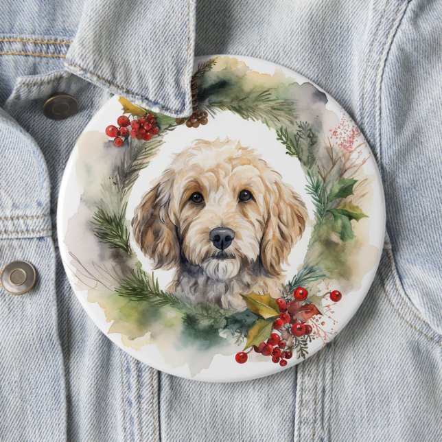 Cockapoo Weihnachtsfeier Festliche Jungfrau Button (Beispiel)