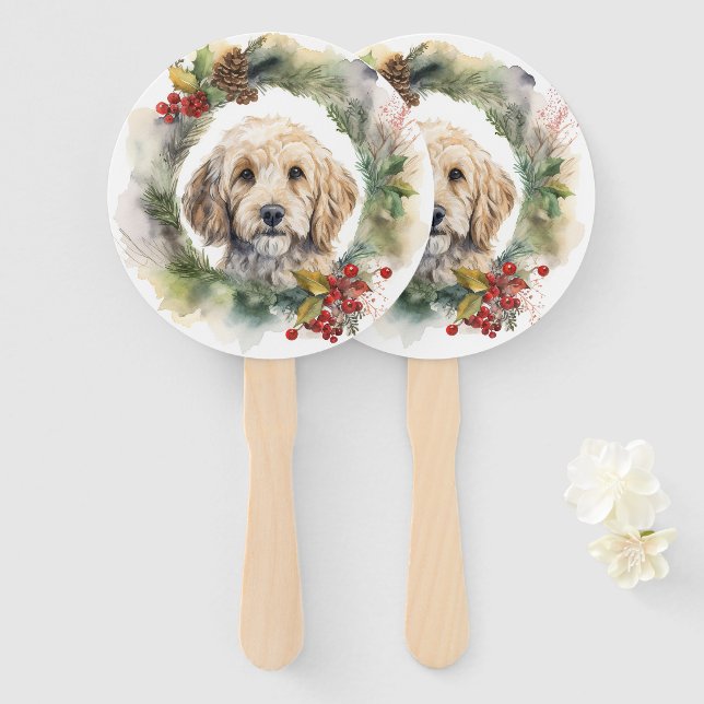 Cockapoo Weihnachtsfeier Festliche Jungfrau Fächer (Vorne und Hinten)