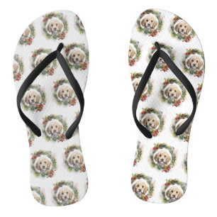 Cockapoo Weihnachtsfeier Festliche Jungfrau Flip Flops