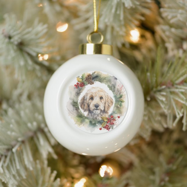 Cockapoo Weihnachtsfeier Festliche Jungfrau Keramik Kugel-Ornament (Baum)