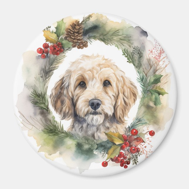 Cockapoo Weihnachtsfeier Festliche Jungfrau Magnet (Vorne)
