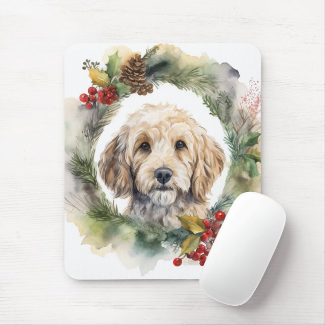 Cockapoo Weihnachtsfeier Festliche Jungfrau Mousepad (Mit Mouse)