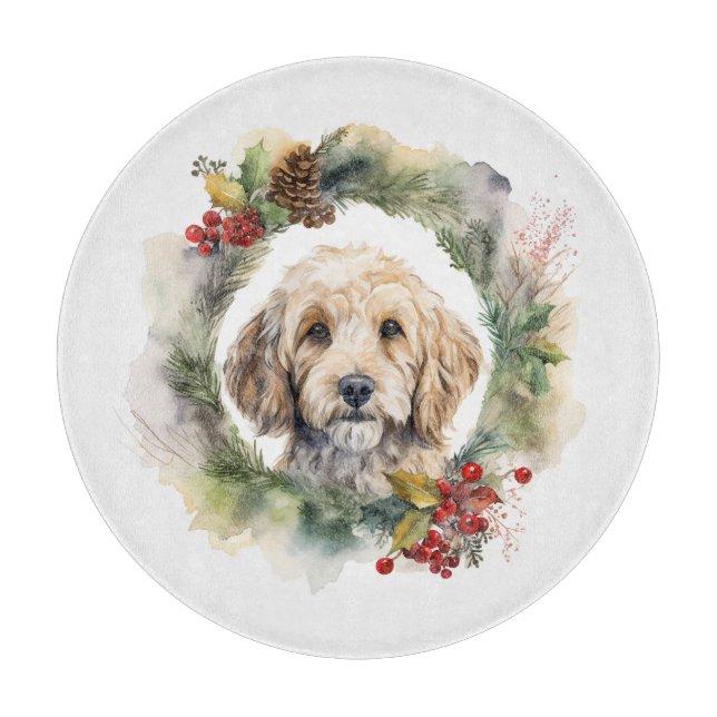 Cockapoo Weihnachtsfeier Festliche Jungfrau Schneidebrett (Vorderseite)
