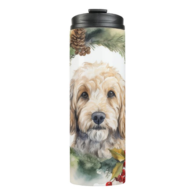 Cockapoo Weihnachtsfeier Festliche Jungfrau Thermosbecher (Vorderseite)