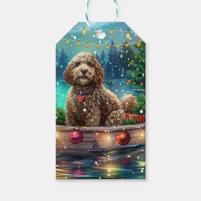 Cockapoo Weihnachtsfest Reise Geschenkanhänger (Vorderseite)