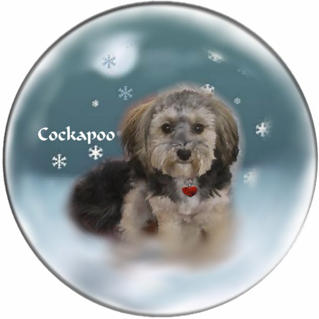 Cockapoo Weihnachtsgeschenke Fotoskulptur Ornament (Vorne)