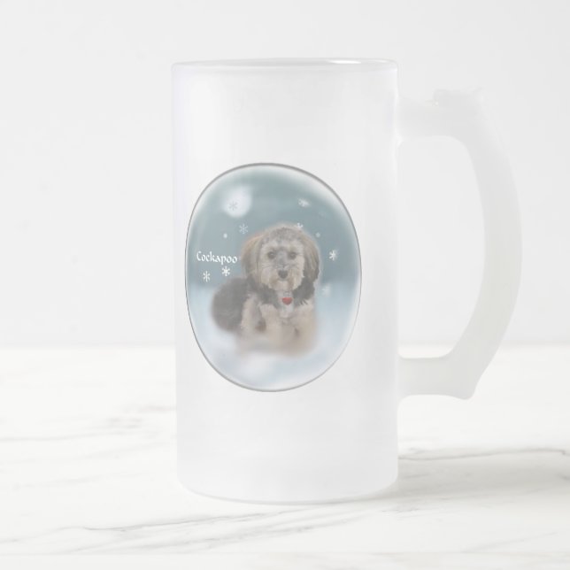 Cockapoo Weihnachtsgeschenke Mattglas Bierglas (Rechts)