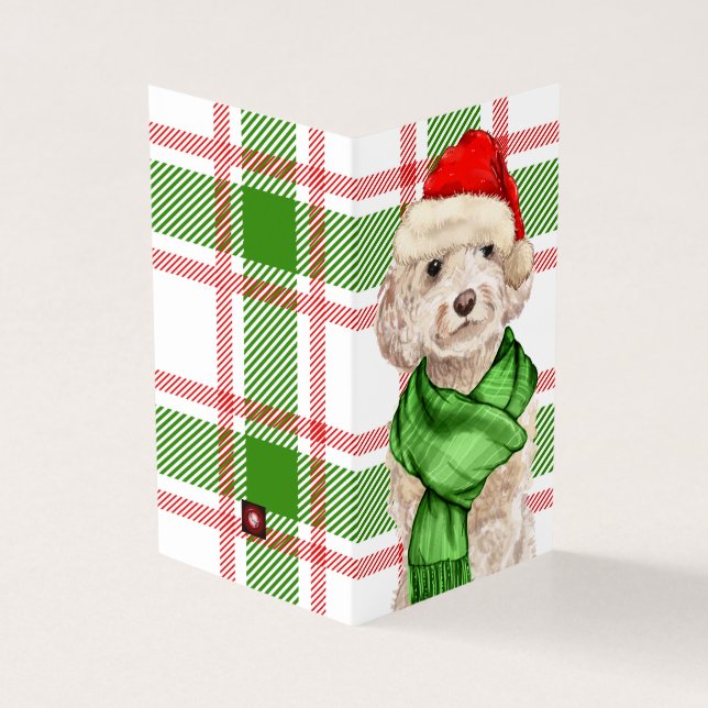 Cockapoo Weihnachtshund Roter und Grüner Karierter (Vorderseite)