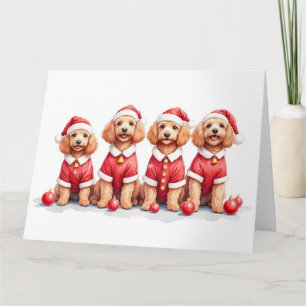 Cockapoo-Weihnachtskleid mit Santa-Hut Karte
