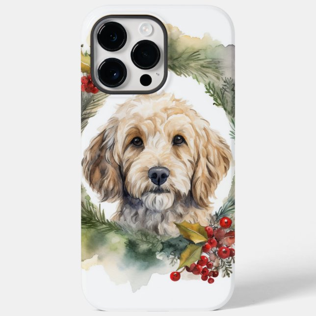 Cockapoo-Weihnachtskranz Festlicher Hund Case-Mate iPhone Hülle (Rückseite)