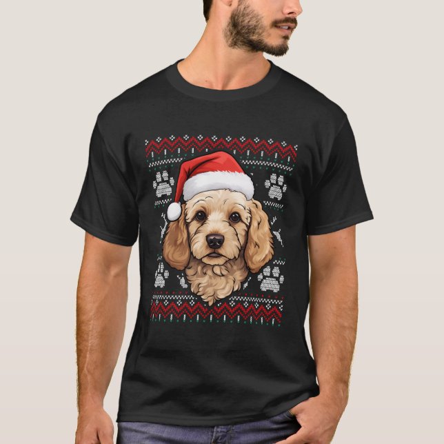 Cockapoo Weihnachtsmannmütze Weihnachten Funny Dog T-Shirt (Vorderseite)