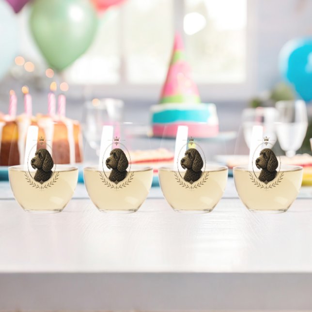 Cockapoo-Weinglas-Set aus 4 | Geschenk für Hunde-L Weinglas Ohne Stiel (Insitu (Geburtstag))