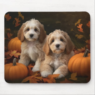 Cockapoo-Welpe Herbstfreude Kürbis Mousepad