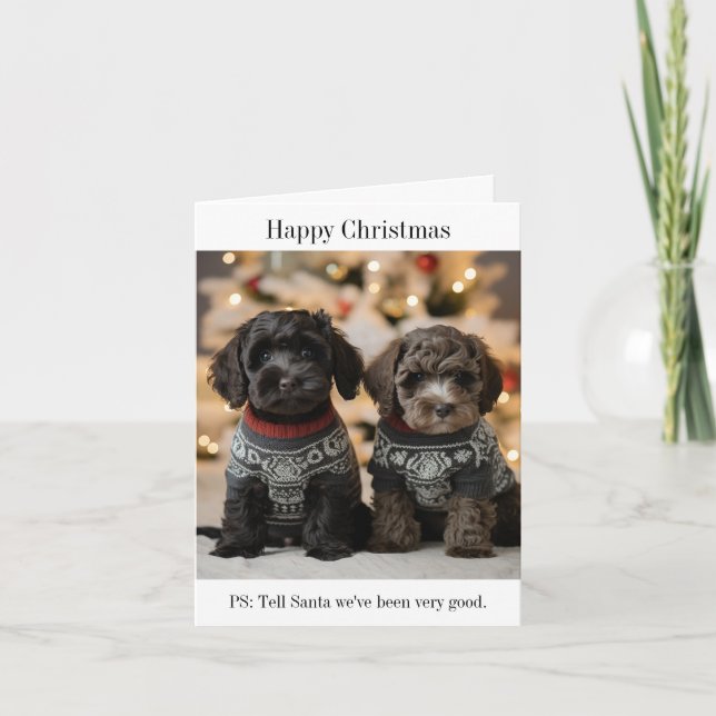 Cockapoo Welpen Weihnachtskarte Karte (Vorderseite)