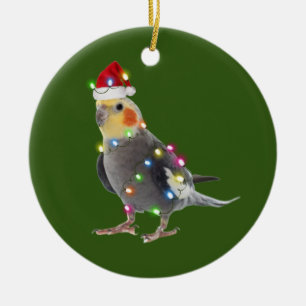 Cockatie mit Hutschuh Weihnachten Keramik Ornament