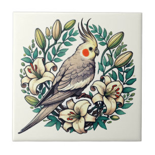 Cockatiel Bird Illustration Fliese