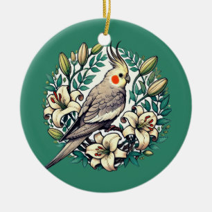 Cockatiel Bird Illustration Keramik Ornament