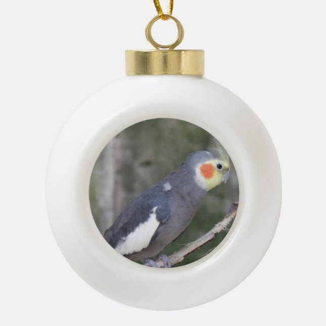 Cockatiel Bird Keramik Kugel-Ornament (Vorderseite)