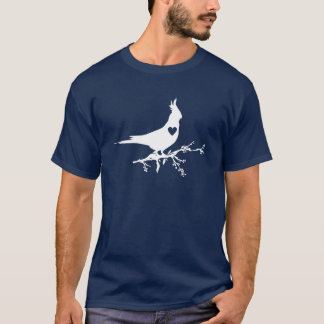 Cockatiel Bird on Branch Silhouette Herzjunge T-Shirt