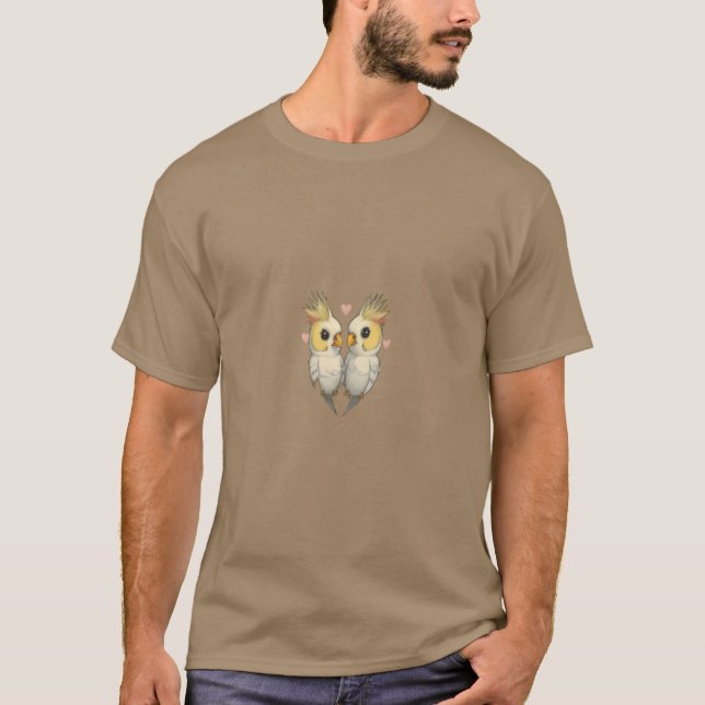 Cockatiel Cockatiels Heart Parrot Birds Familie T-Shirt (Vorderseite)