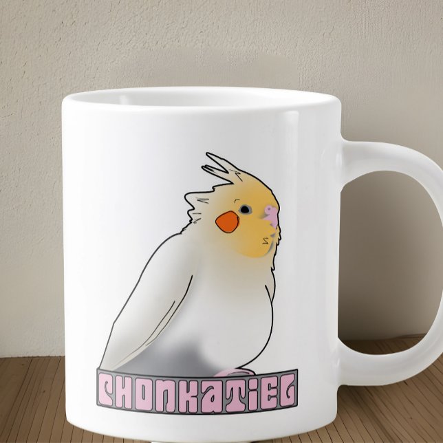 Cockatiel Funny Chonky Pet Bird Round Bird Runder  Jumbo-Tasse (Funny cockatiel mug
)