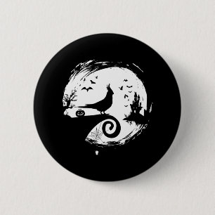 Cockatiel Halloween Kostüm Moon Silhouette Creepy Button