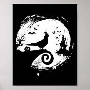 Cockatiel Halloween Kostüm Moon Silhouette Creepy Poster