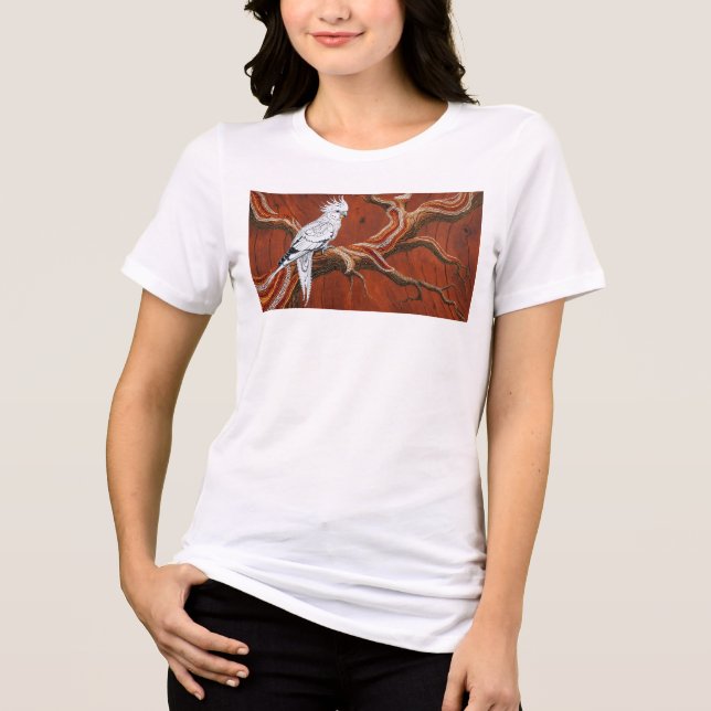 Cockatiel mit australischem Aborigine-Thema Tri-Blend Shirt (Vorderseite)