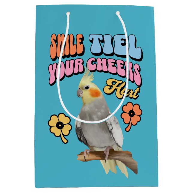 Cockatiel Parrot Mittlere Geschenktüte (Vorderseite)