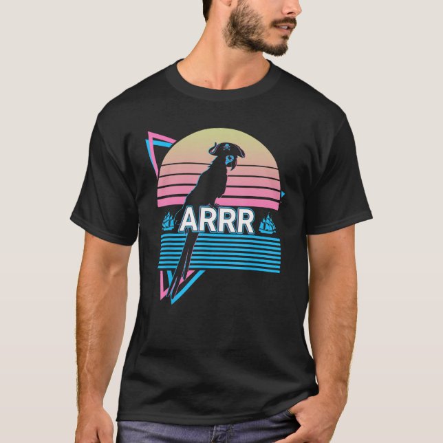 Cockatiel Parrot Retro Arrr T-Shirt (Vorderseite)