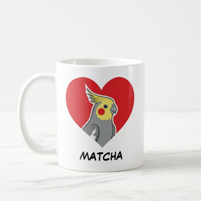 Cockatiel Personalized Heart Gift Kaffeetasse (Links)