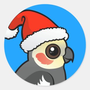 Cockatiel Santa Runder Aufkleber