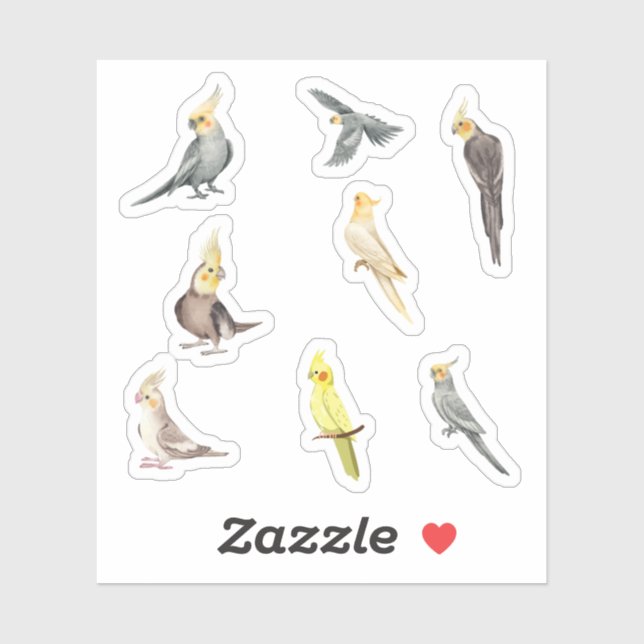 Cockatiel Stickers Aufkleber (Blatt)