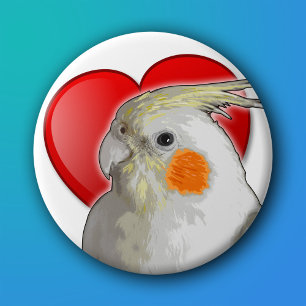 Cockatiel Sweetheart Pet Bird Liebe Valentine Button