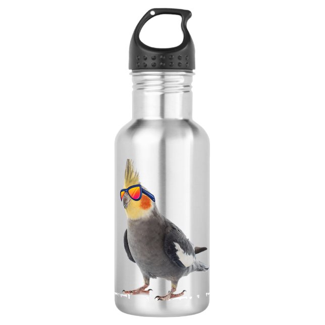 Cockatiel Teil mit It Grey Bird Eigentümer - Tiel  Edelstahlflasche (Vorderseite)