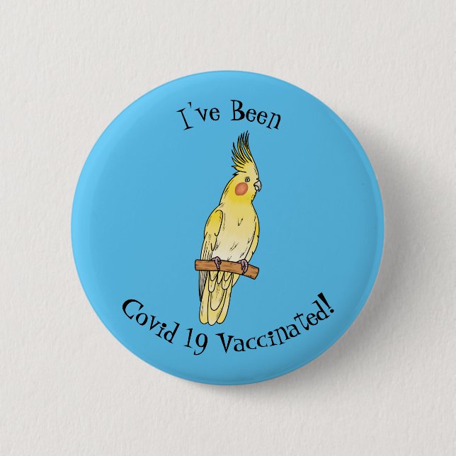 Cockatiel-Vogel-Cartoon Button (Vorderseite)