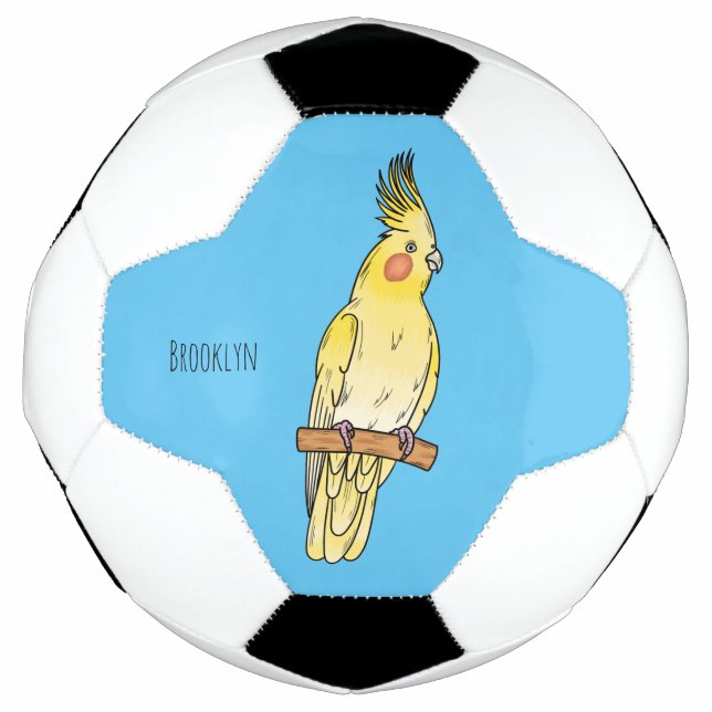 Cockatiel-Vogel-Cartoon Fußball (Vorderseite)