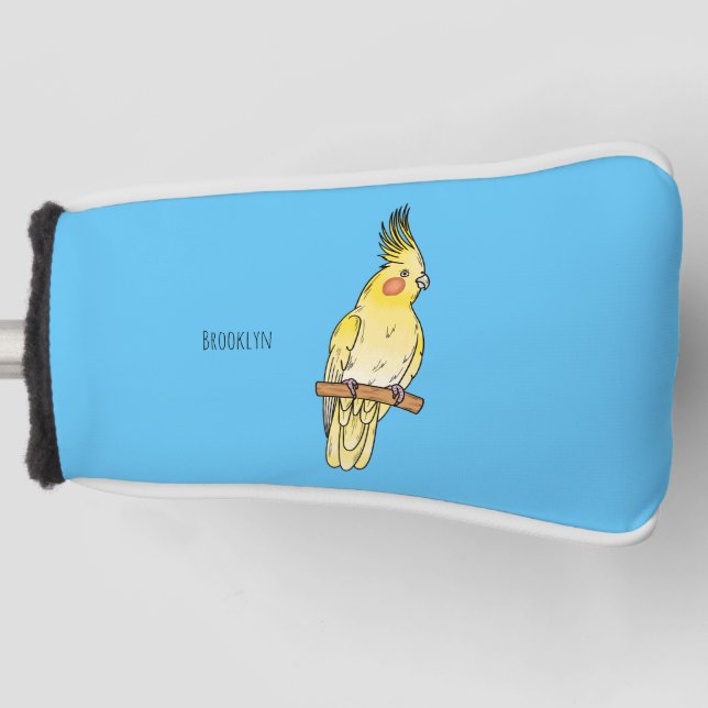 Cockatiel-Vogel-Cartoon Golf Headcover (Vorderseite)