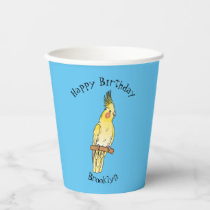 Cockatiel-Vogel-Cartoon Pappbecher
