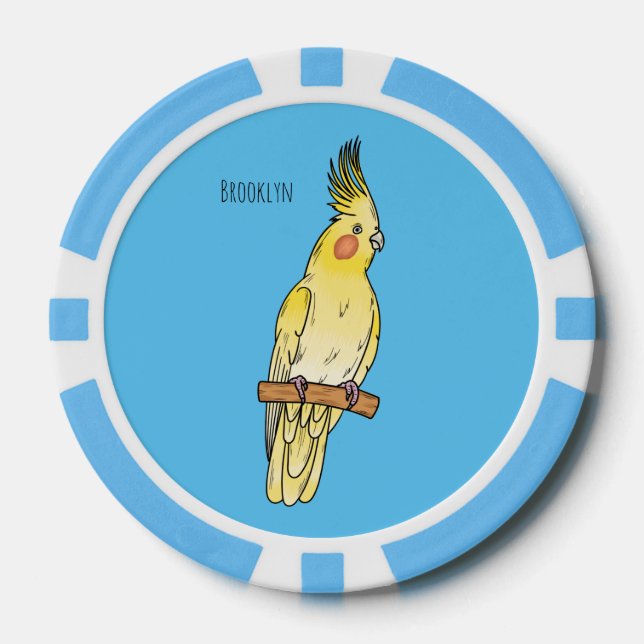Cockatiel-Vogel-Cartoon Pokerchips (Vorderseite)