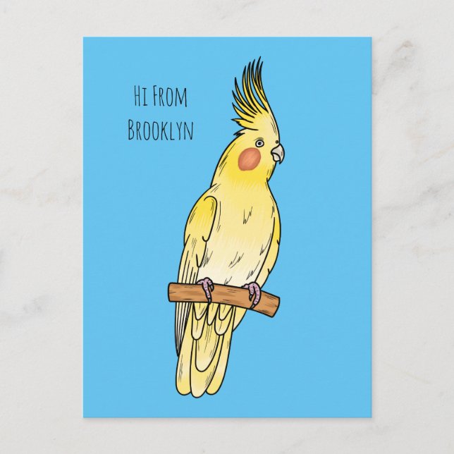 Cockatiel-Vogel-Cartoon Postkarte (Vorderseite)