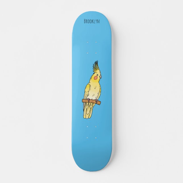 Cockatiel-Vogel-Cartoon Skateboard (Vorne)