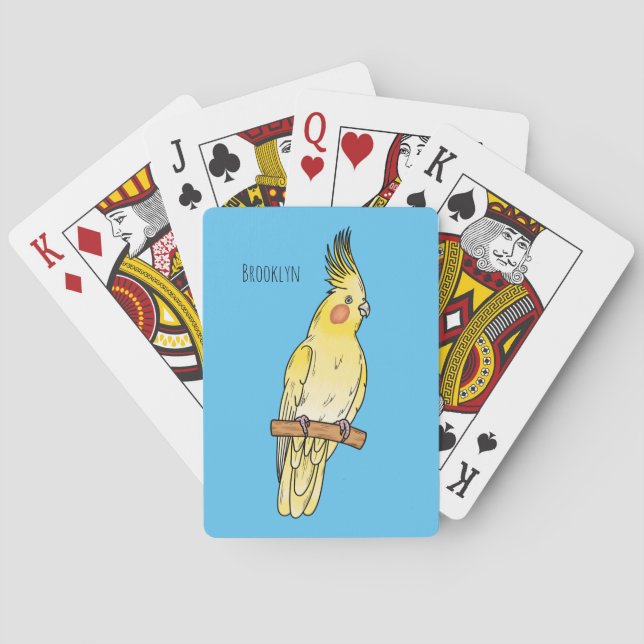Cockatiel-Vogel-Cartoon Spielkarten (Rückseite)