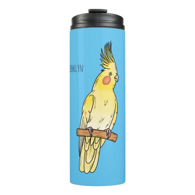 Cockatiel-Vogel-Cartoon Thermosbecher (Vorderseite)